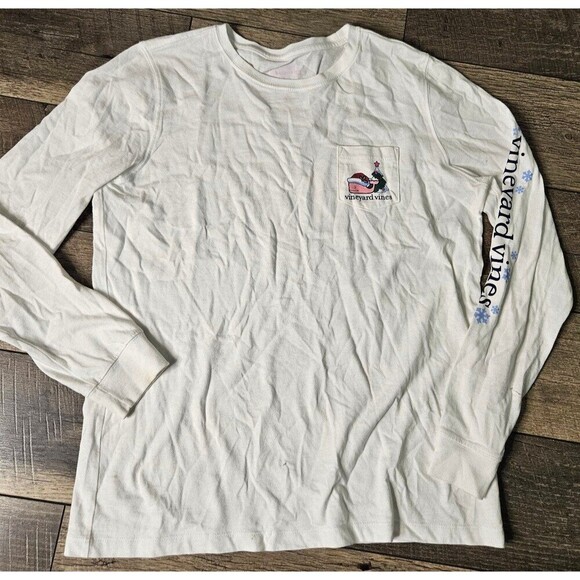 Vineyard Vines Christmas Santa Long Sleeve Tee Size S - Picture 2 of 7